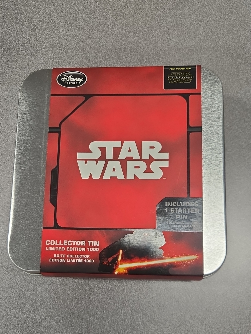 Star Wars Collector Tin. Includes 1 starter pin. - Red and Silver (NWT)